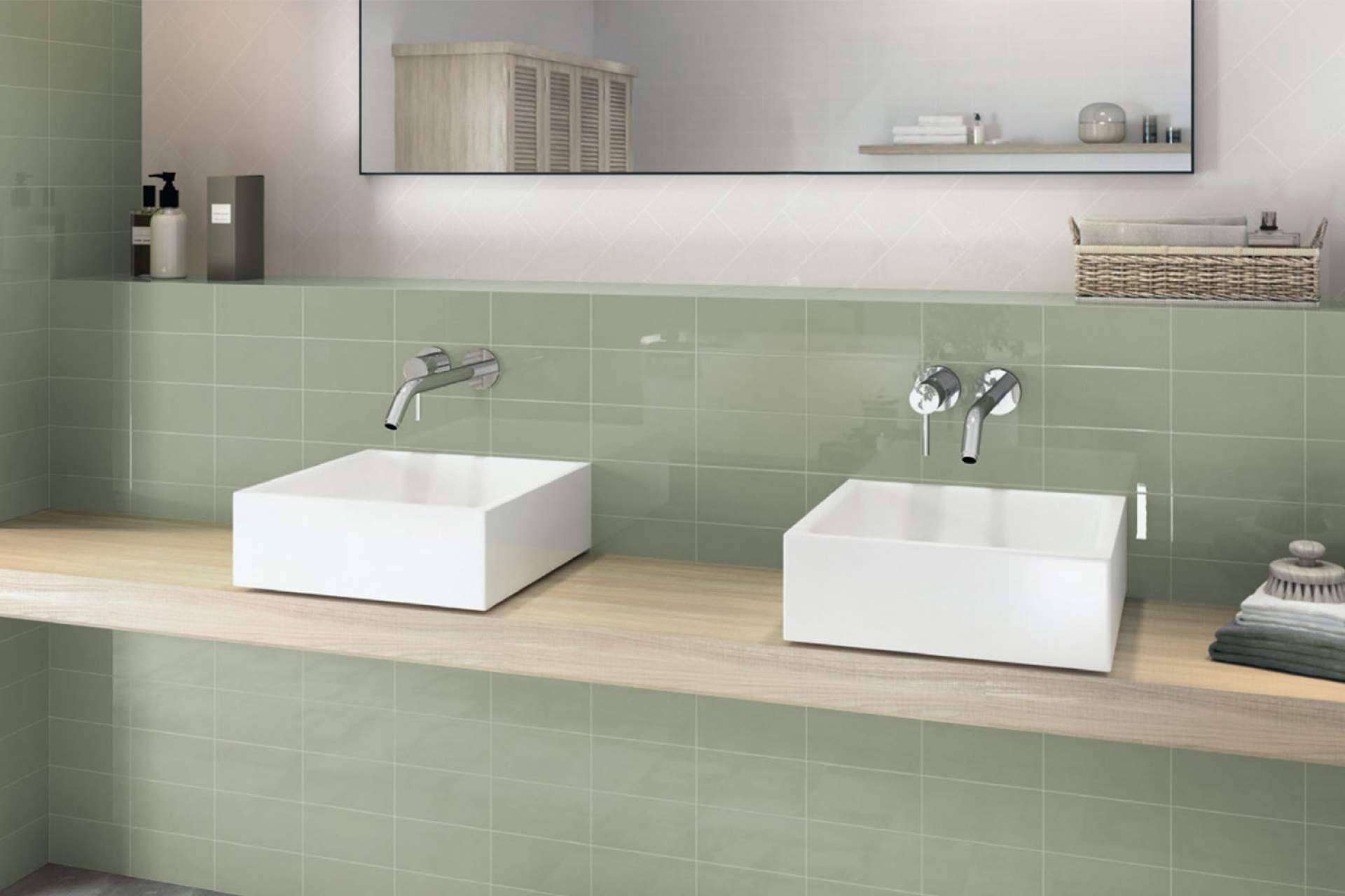 Azulejos metro verdes para baños con estilo