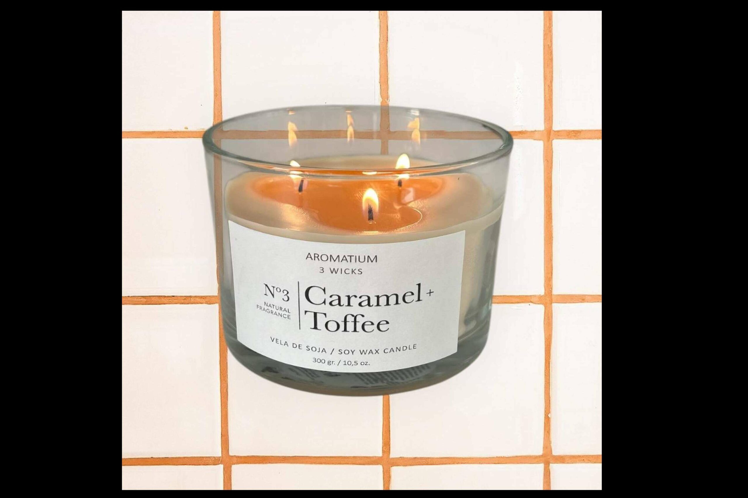 Caramelo y Toffee, el aroma navideño de La Boutique de las Velas en una vela de soja de 3 mechas